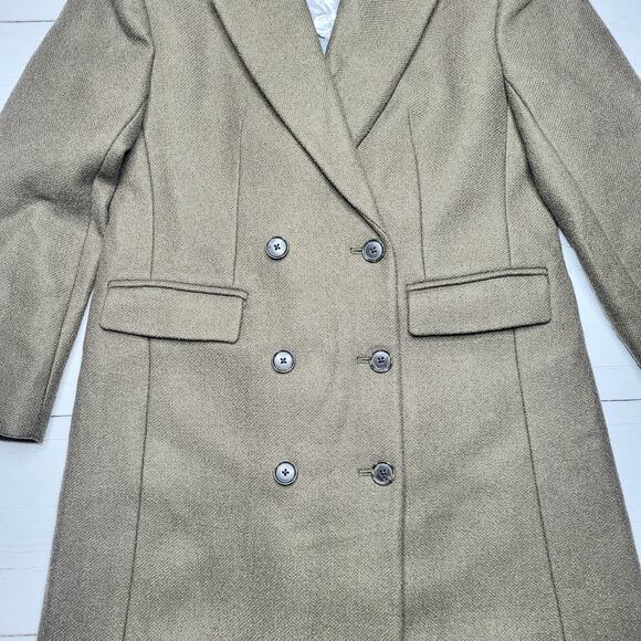 J Crew Petite Palais Double Breasted Topcoat Italian Wool Coat Jacket Green 2P - Picture 5 of 9
